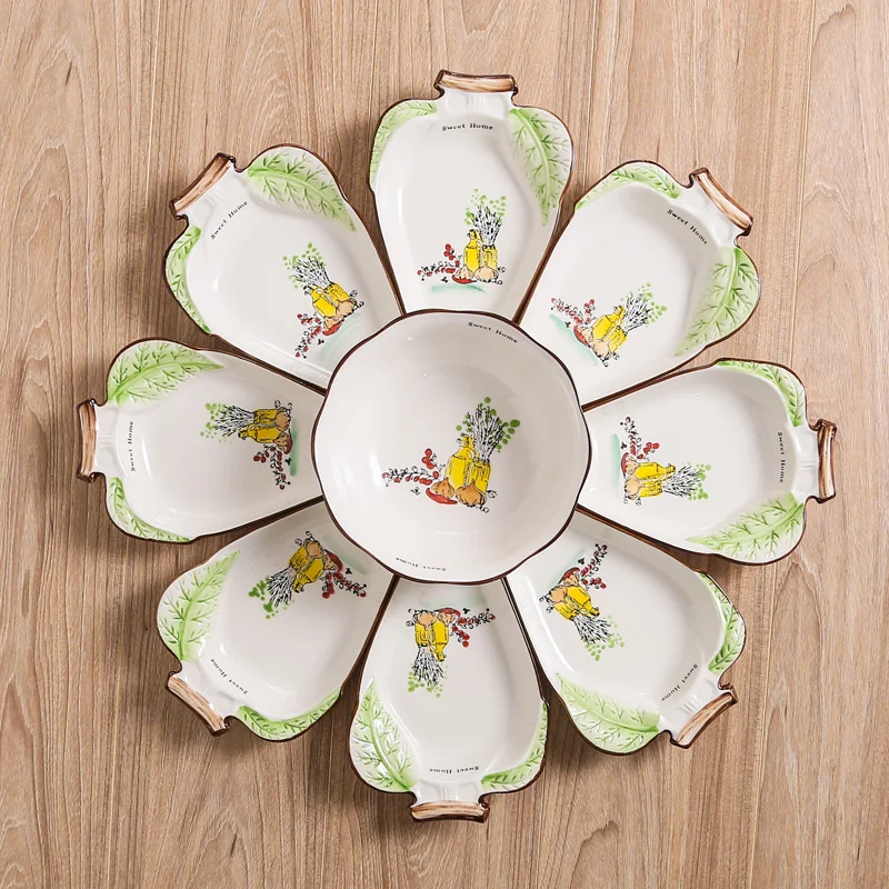 

Керамическая обеденная тарелка в комплекте, китайская домашняя креативная посуда, посуда, набор посуды, столовые приборы, блюдо, кухонная п...