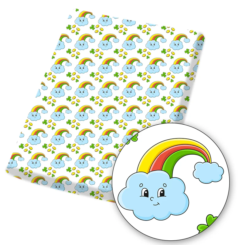 Ткань хлопчатобумажная с принтом клевер 45x145 см | Дом и сад