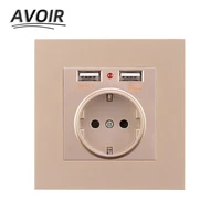 avoir dual usb charge port de eu standard power wall socket europe russia plastic panel electrical outlet black gold silver