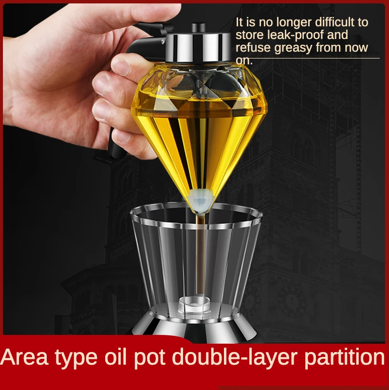 

Creative Diamond-Shaped Push-Type Oil Tank Household Double-Layer Thickened Sealed Soy Sauce Seasoning Oil Bottle Kitchen Gift