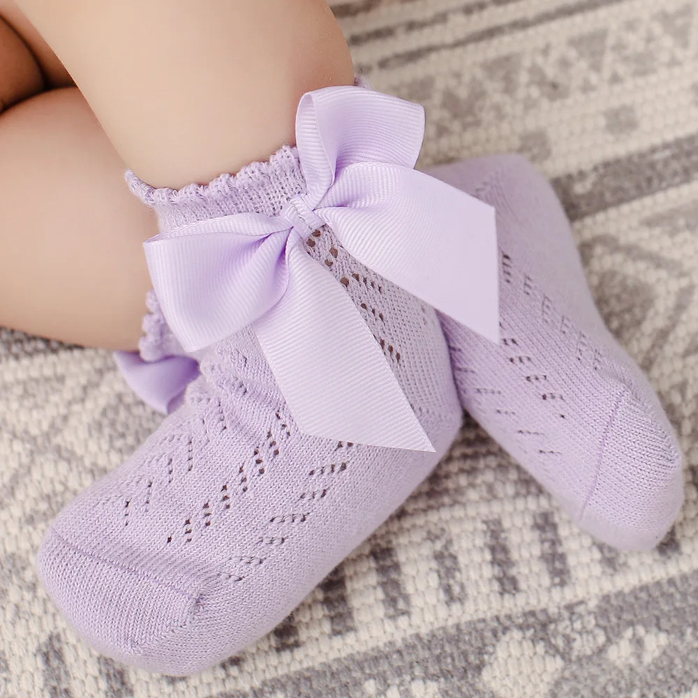 

Summer Mesh Newborn Baby Girls Socks Fashion Bow Thin Socks for Girls Infant Clothes Accessories White Red Color