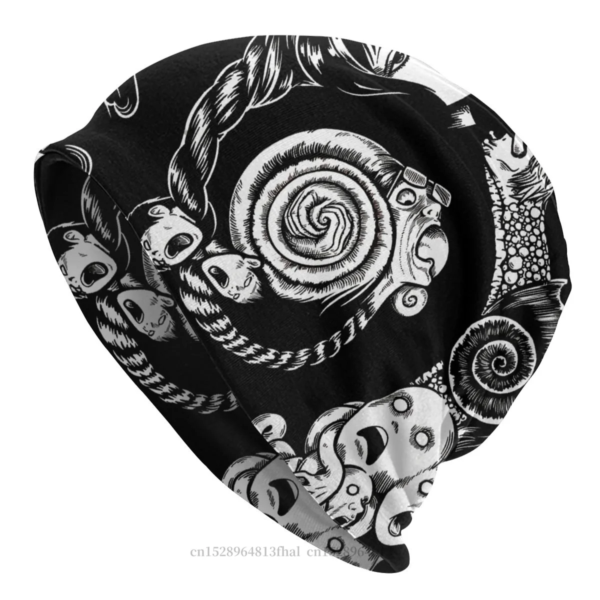 

Spiral Into Horror Uzumaki Bonnet Homme Skullies Beanies Hat Abstract Acrylic Expressionist Art For Men Women Style Cotton Hats