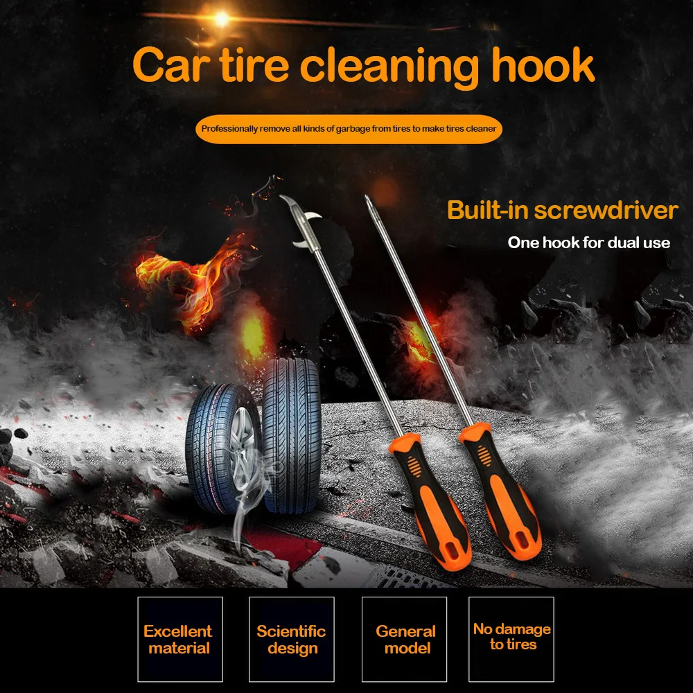 

Car Tire Cleaning Hook Multifunctional Stone Cleaning Groove Broken Stone Remover Slot Stones Cleaner Tool Car Repair Tools