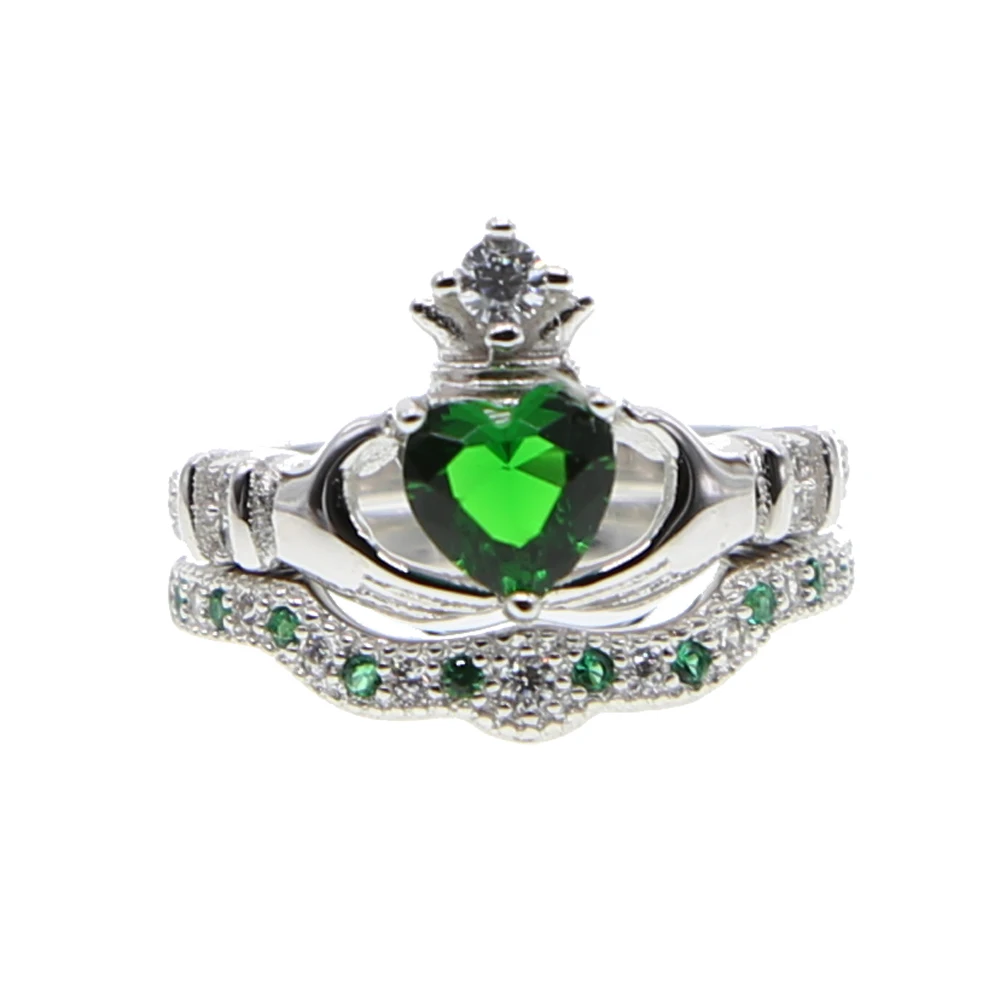 925 commercio all'ingrosso della fabbrica di cerimonia nuziale di fidanzamento in argento sterling cuore irlandese claddagh anello di promessa set