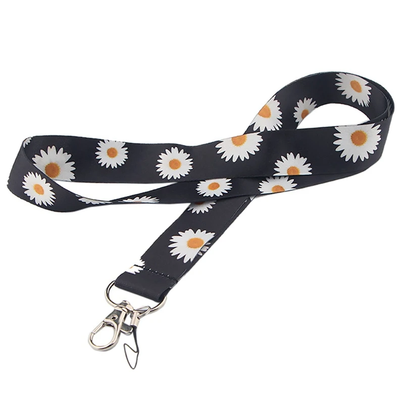 

1PC Daisy Flower Lanyards For Keys Phone Neck Strap Hang Rope Student Badge Holders Keychains Lanyard