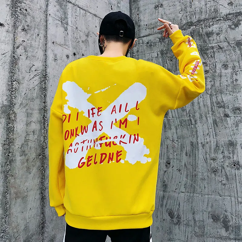 

New Hot Streetwear Pullovers Fashion Back Printed Men's Sweatshirts Autumn Hip Hop Street Casual Male Full Sleeve Tops Coats
