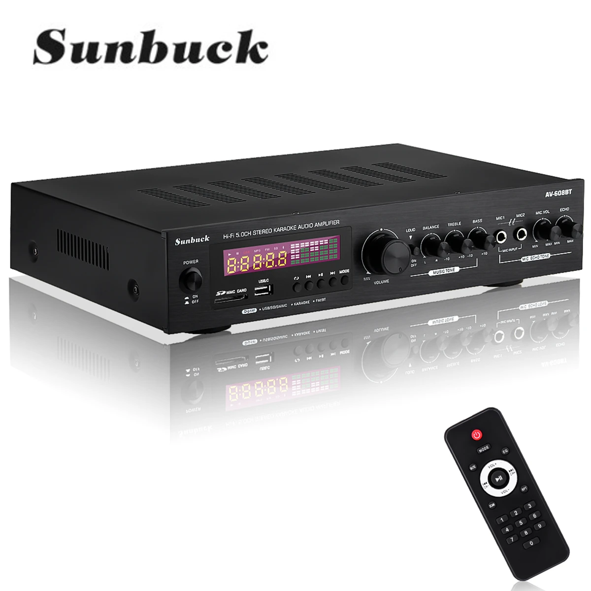 SUNBUCK 2000W 220V 110V bluetooth5.0 аудио Мощность усилитель дома Театр звука с пультом