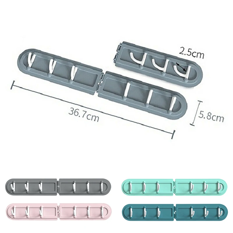 

Newly Foldable Wall Mount Punch Free Storage Rack With 6 Hooks Bathroom Kitchen Supplies
