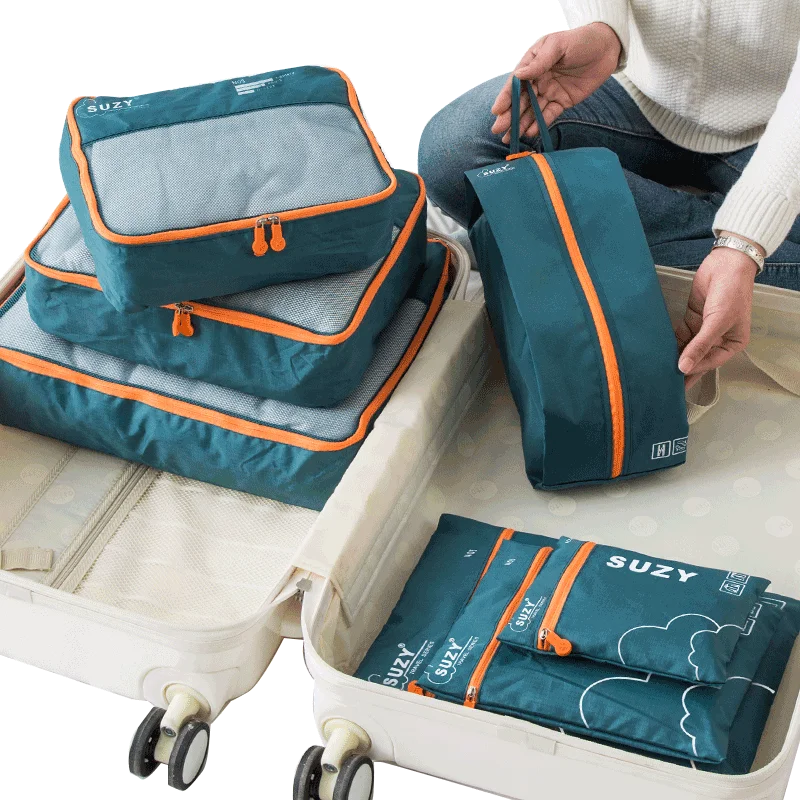 

7pcs Portable Travel Storage Bags Clothes Shoes Organizer Cosmetic Toiletry Pouch Luggage Kit Accessories Supplies