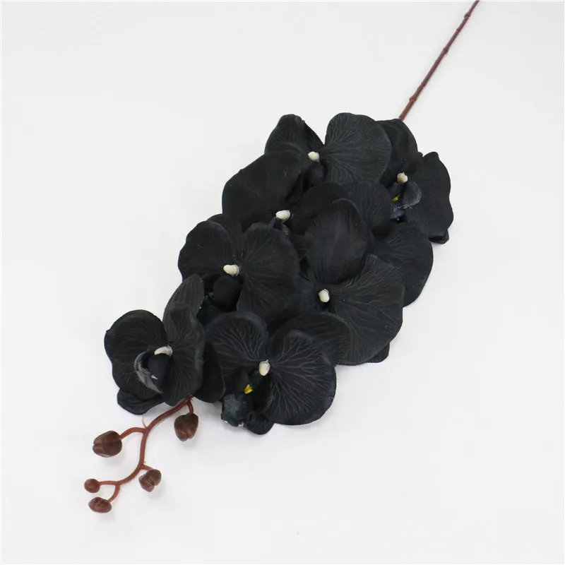 

105cm Artificial Flower Black Butterfly Orchid Silk Phalaenopsis For Wedding Christams Home Decoration Garden Potted Fake Plants
