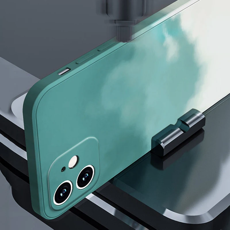 

Luxury Square Watercolor Liquid Silicone Case For Apple iPhone 12 11 Pro Max X XR XS 7 8 Plus 6 6s SE 2020 Gradient Soft Cover