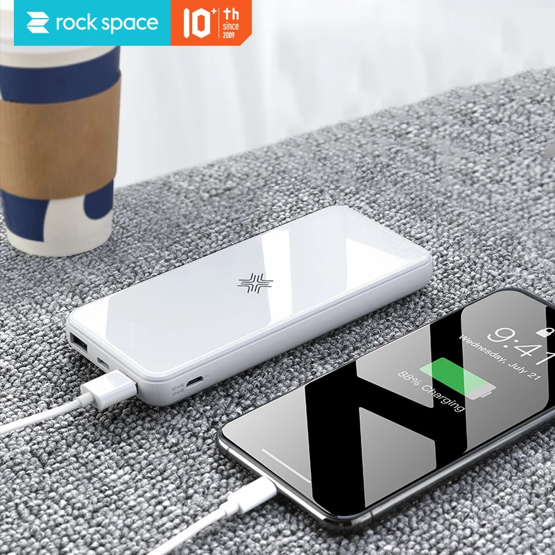 ROCK Power Bank 10000 мАч PD QC3.0 Беспроводное зарядное устройство для iPhone 11 Pro 8 X Huawei P30