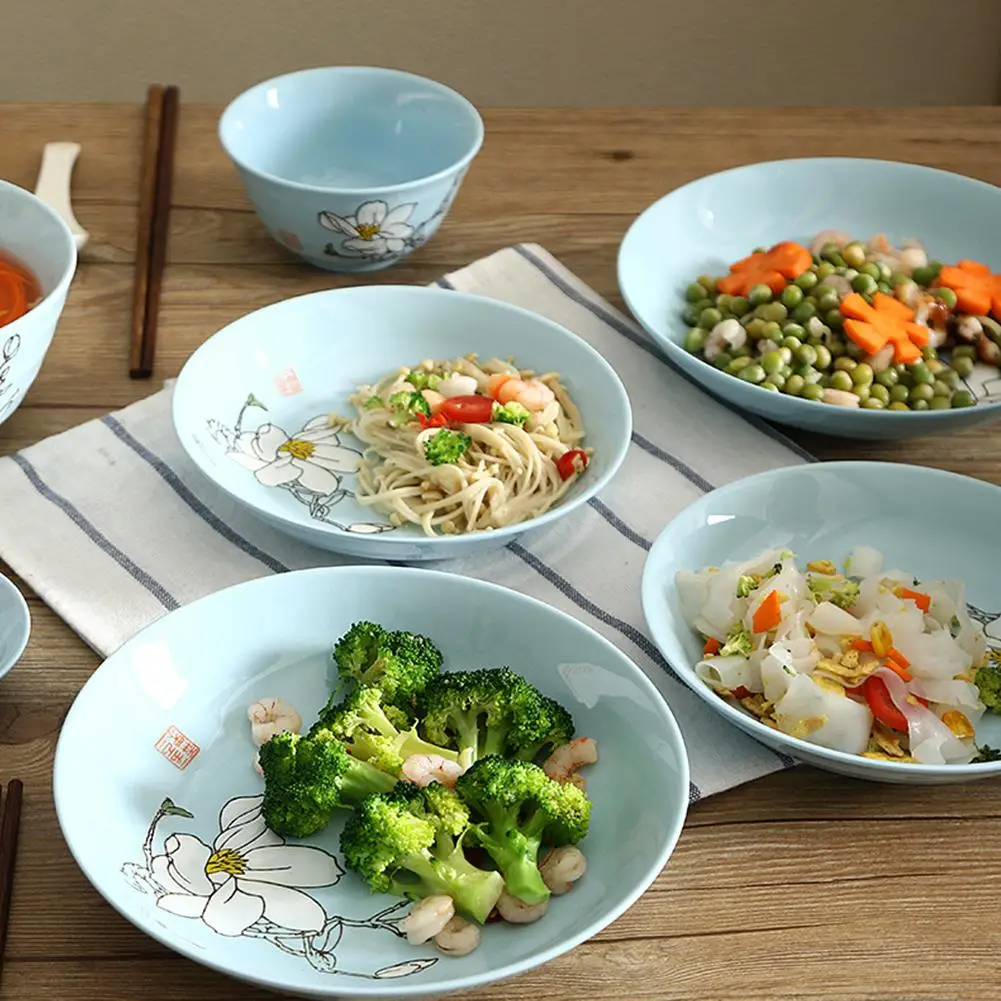 Studyset 40 шт./компл. цветочный узор керамический набор посуды для чаши палочки еды |