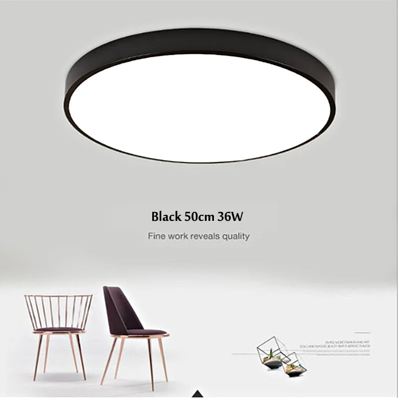 black 50cm 36W Smuxi 23/30/40/50 см светодиодный Гостиная Спальня исследование подвесной светильник 3 цвета ультра тонкий супер яркий дома - Цвет корпуса: black 50cm 36W