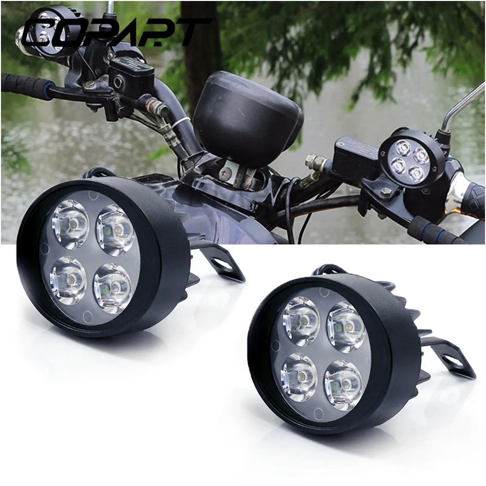 

Универсальные мотоциклетные водонепроницаемые противотуманные фары, 2 шт., 4 светодиодных фары, прожектор для мотокросса, 12-80 в