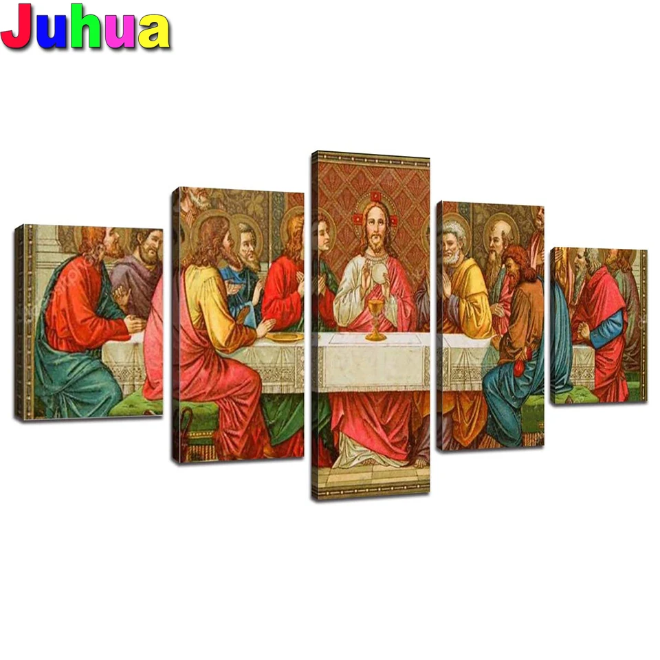 

Картина из страз «last supper», квадратная Мозаика из страз, 5 шт., 5d алмазная вышивка «сделай сам», винтажные христианские религиозные изображения