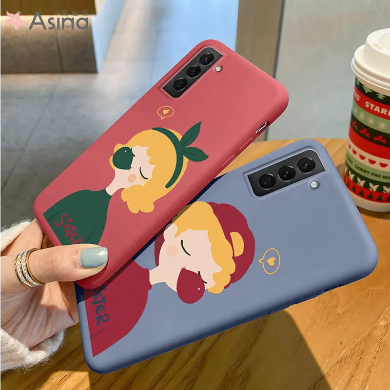 

ASINA Cute Cartoon Case For Samsung Galaxy S21 Ultra S20 S9 S10 Plus Soft Liquid Silicone Cover For Samsung Note 9 10 20 Funda