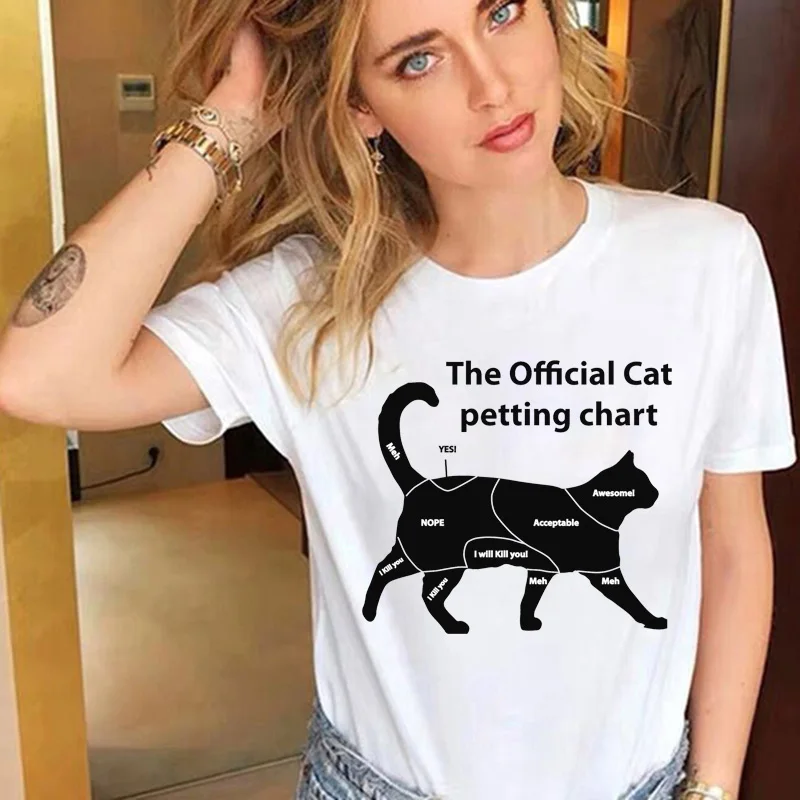 

Футболка женская с забавным принтом кошки, модный топ с надписью «Petting» в официальном стиле, подарок для мамы, с милыми животными, летняя ули...