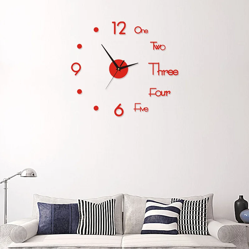 

2020 Big Size Wall Clocks 3D DIY Acrylic Mirror Stickers Home Decoration Living Room Quartz Needle Digital Sticker Wall Clock