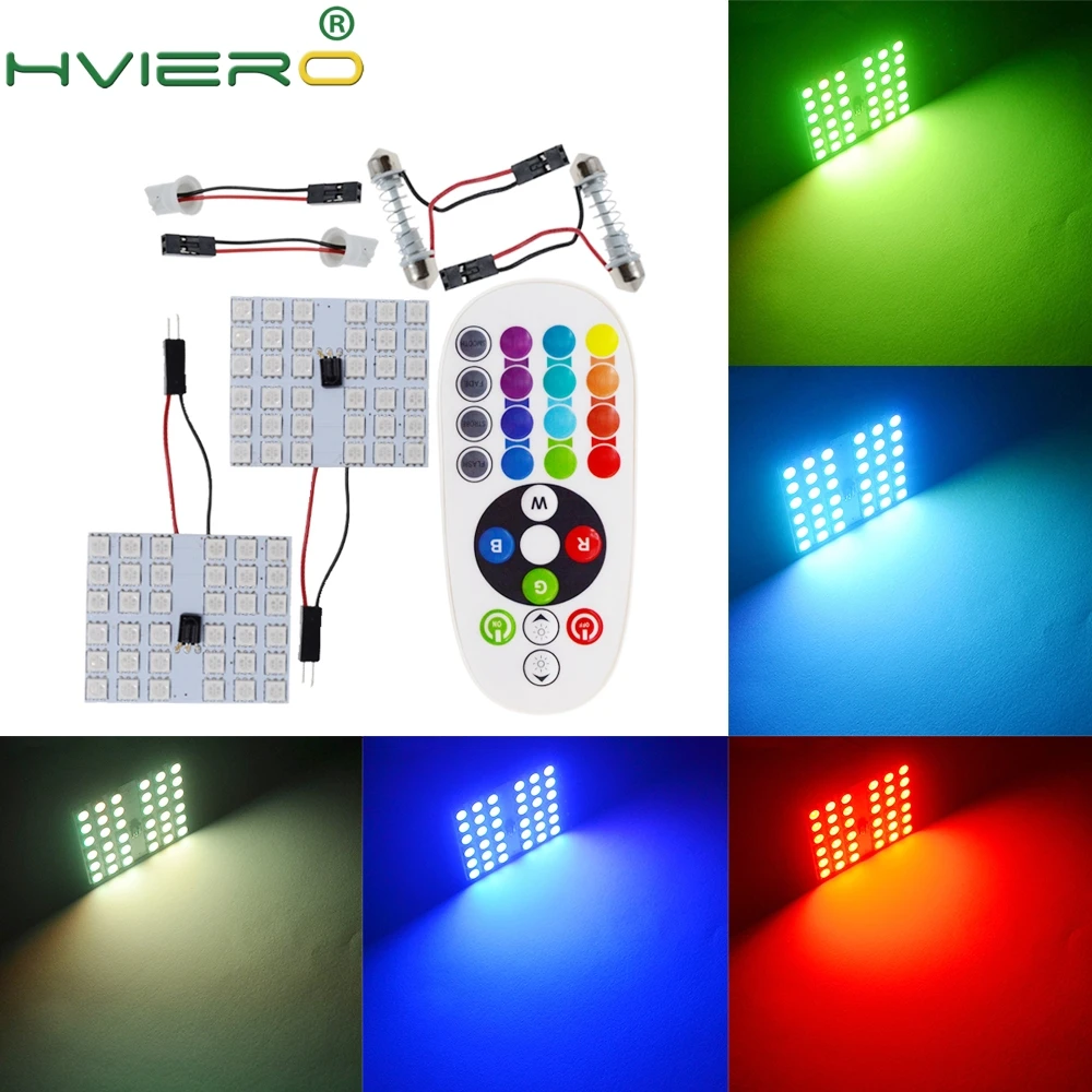 2X DC 12V T10 RGB 5050 36SMD красочная автомобильная светодиодная панель дистанционного