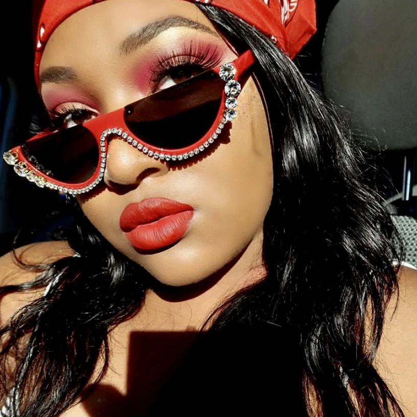 Diamond солнцезащитные очки кошачий глаз Для женщин 2020 солнечные с полуободковой