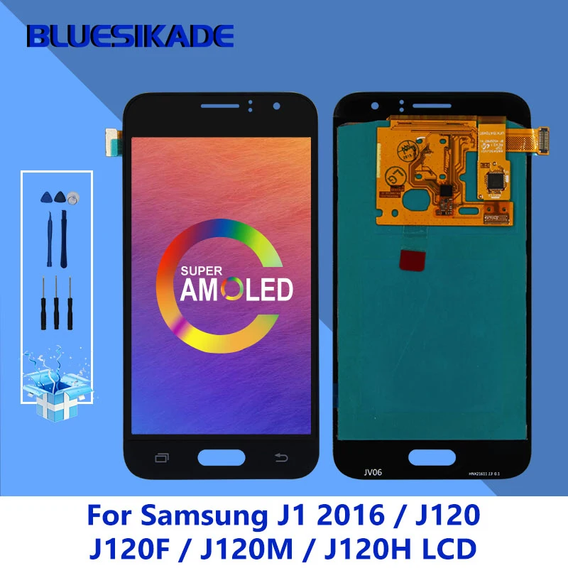 ЖК-дисплей 4 5 дюймов AMOLED для Samsung Galaxy J1 2016 J120 сенсорный экран дигитайзер J120M J120F J120H