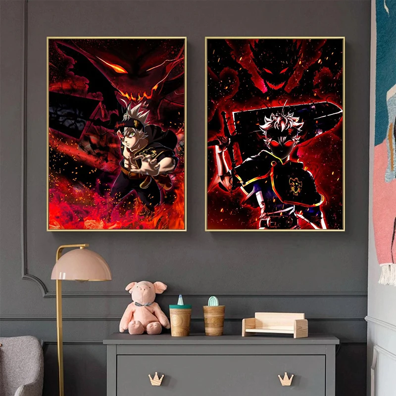 Красочный Ретро Художественный домашний Настенный декор черный клевер Японские