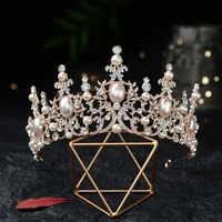 baroque luxury silver plated crystal pearls bridal tiaras crown rhinestone pageant diadem cz headbands wedding hair accessories