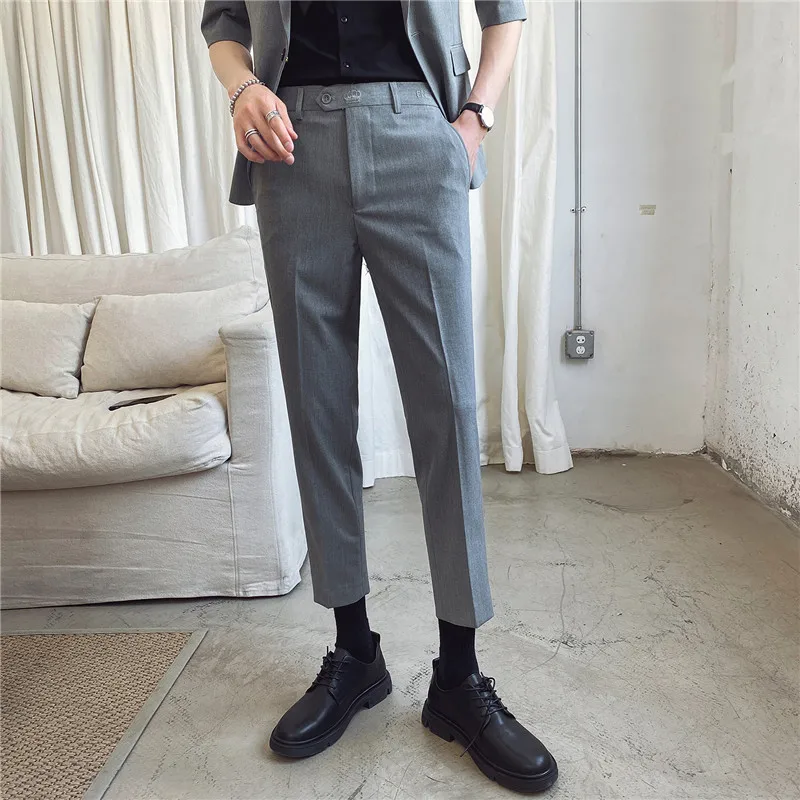 

Мужские брюки до щиколотки, деловые, офисные, повседневные, уличные, для лета, 2021