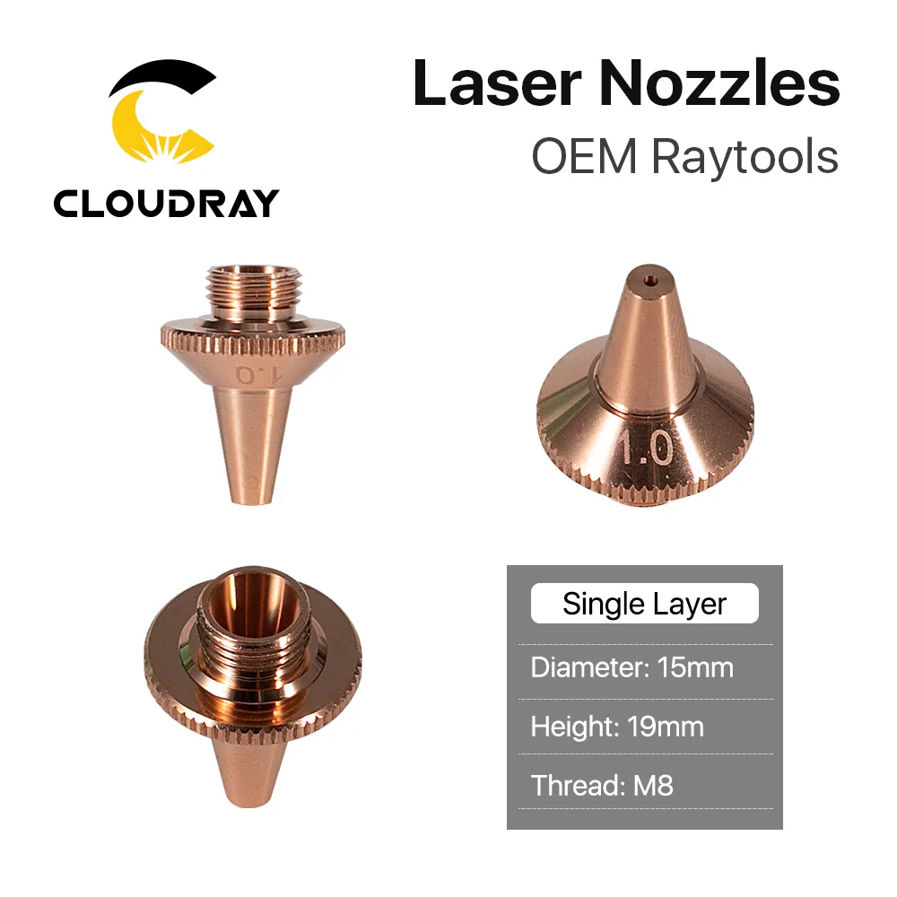 Cloudray-boquilla láser 3D M8, diámetro de 15mm, altura de 19mm, boquilla de corte 3D de una y doble capa para Raytools 3D BT240S BM109