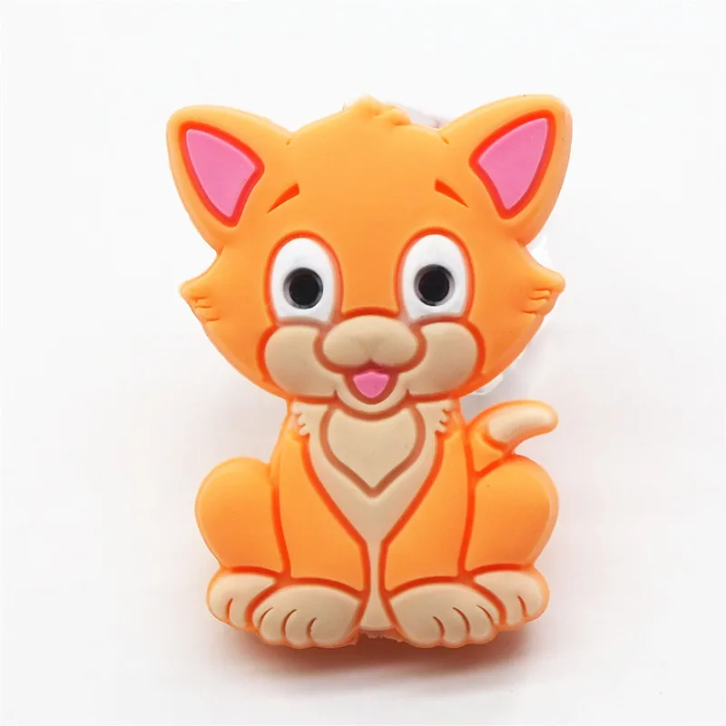Orange Chenkai 10 шт. силиконовые грызунок с котом бусины DIY ребенок котенок Животное Мультфильм жевательный успокоитель манекен сенсорные ювелирные изделия игрушки аксессуары - Цвет: Orange