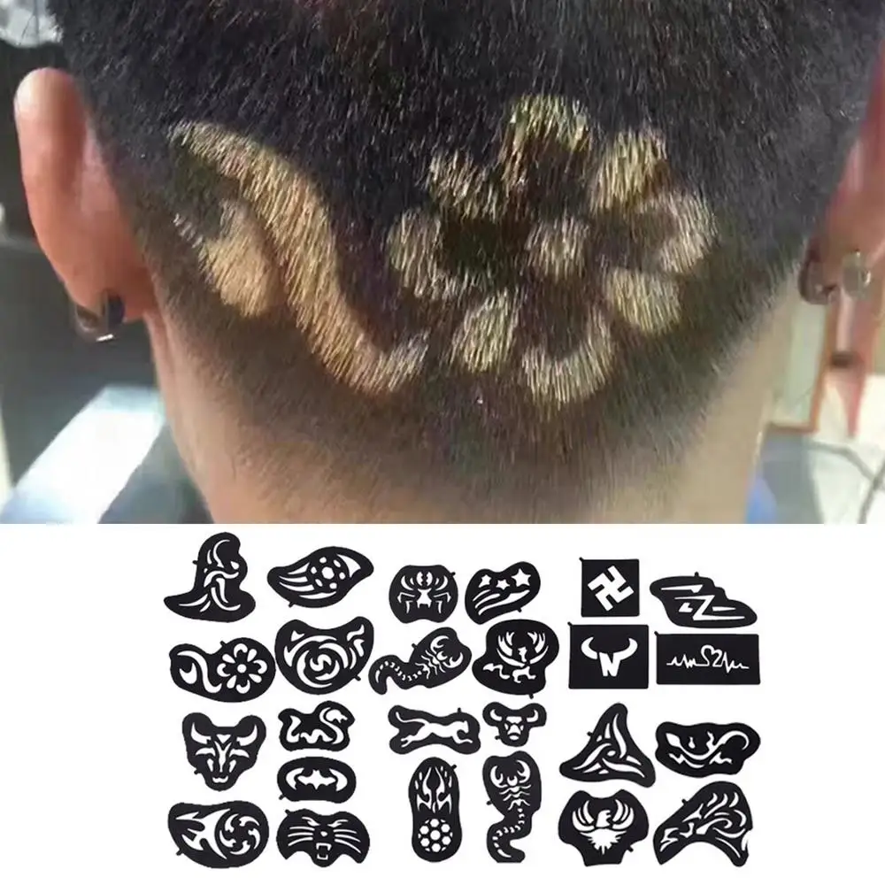 25 шт мульти формы волосы шаблон татуировки триммер для волос резные трафарет