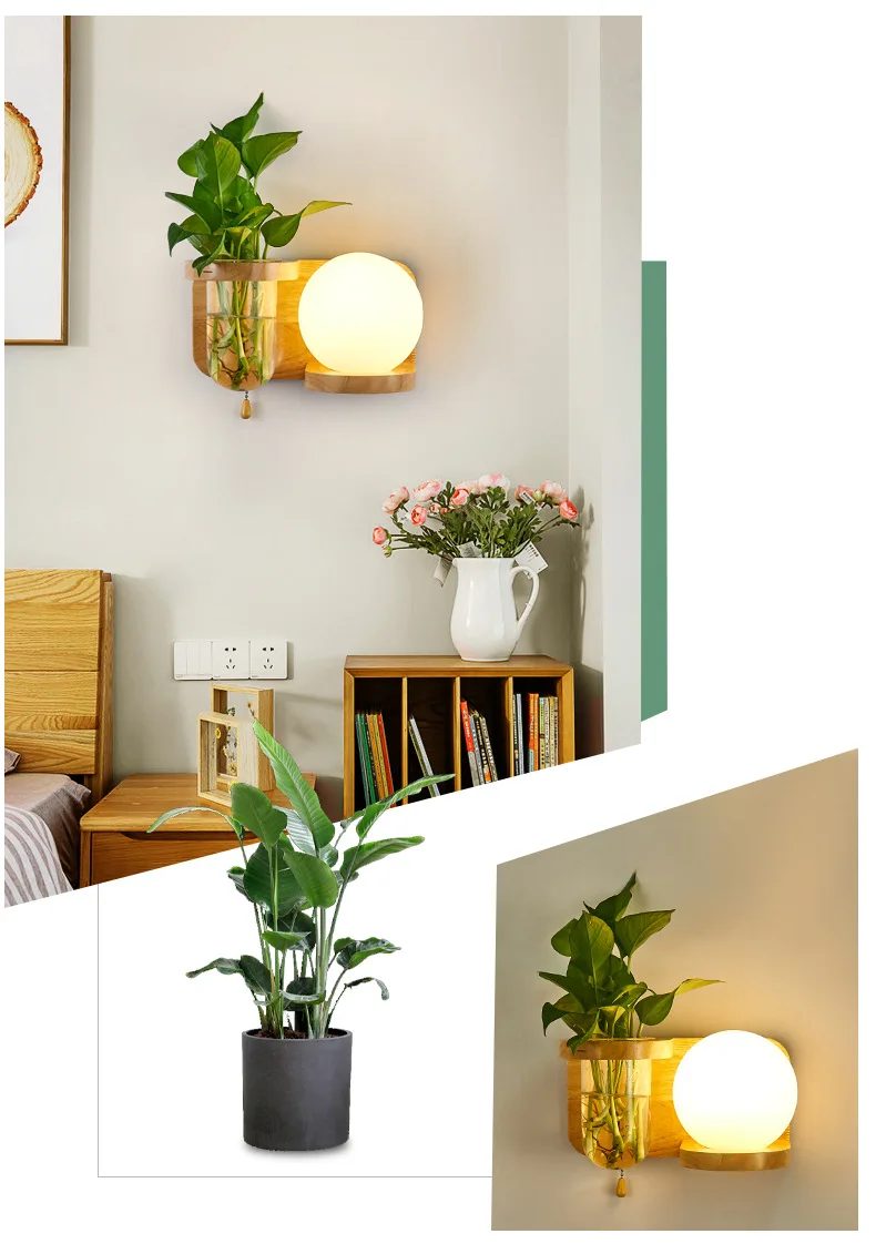 

LED Wall Lamp Nordic Wooden Wall Light 220V Bedside Wall Lamp luminaire Macaroon Wall Sconce for Dining Room Restaurant Cafe