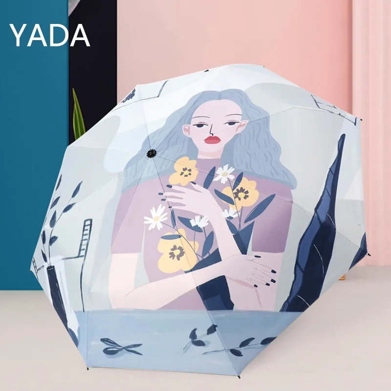 

YADA Luxury Girl Pattern Design Umbrella Folding Anti-UV Rainproof Umbrellas For Women Parasol Sun And Rain Umbrella YD210078