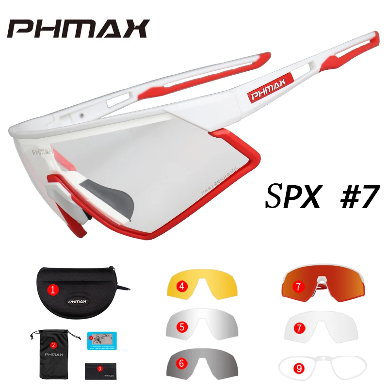 P-YJ-SPX07-5P PHMAX фотохромные велосипедные очки, велосипедные UV400 спортивные солнцезащитные очки, антибликовые легкие профессиональные велосипедные очки, очки для близорукости - Цвет: P-YJ-SPX07-5P