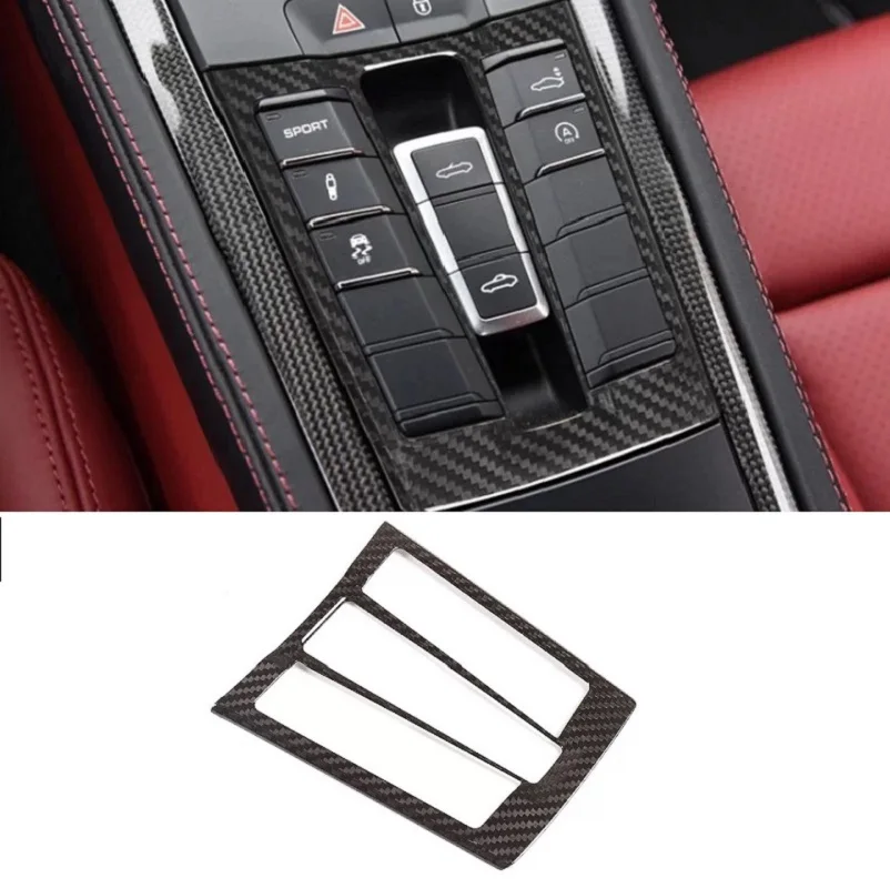 Dry Carbon Fiber  Inner Central Control Button Panel Cover Fit For Porsche 911 718 2016-2019 Car Interior Accessories