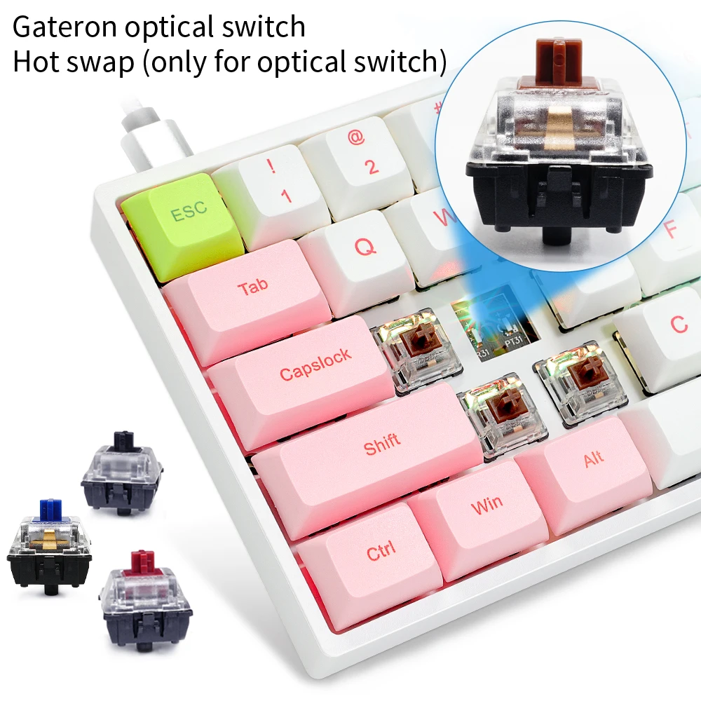 skyloong sk61 keys bluetooth optical switch keyboard rgb backlit gamer accessories type c optical switch keyboard for computer free global shipping