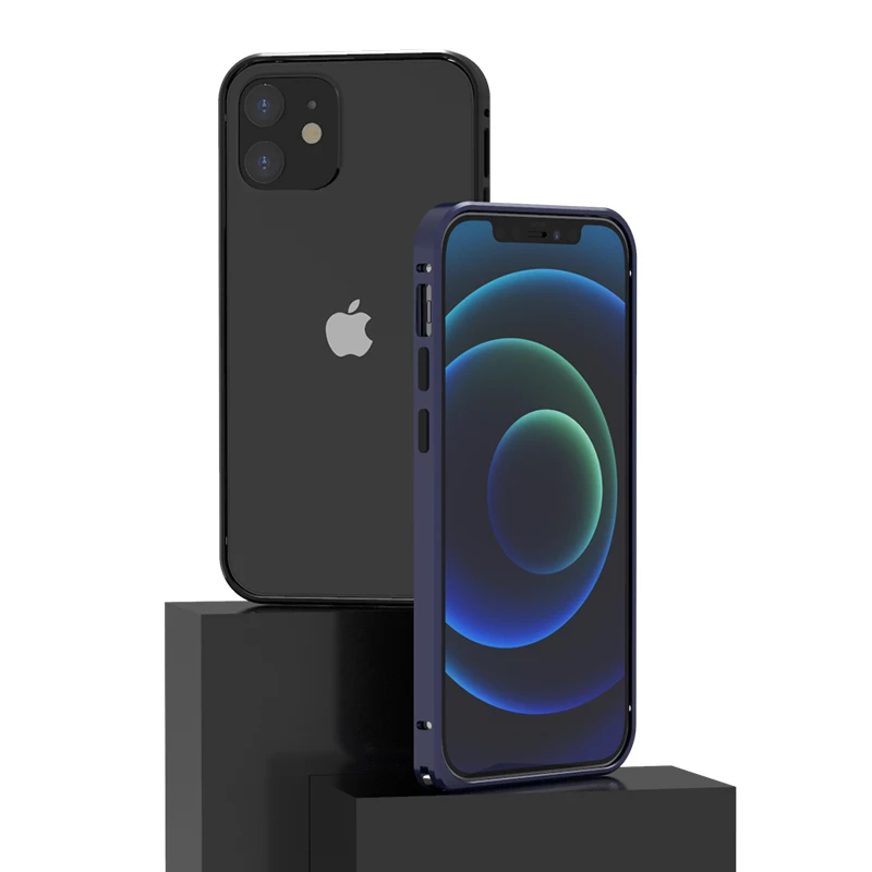 

Metal frame case for iPhone 11 12 mini 12 Pro MAX XS XR X 7 8 6 6S Plus 5S 5 SE shockproof protector cover