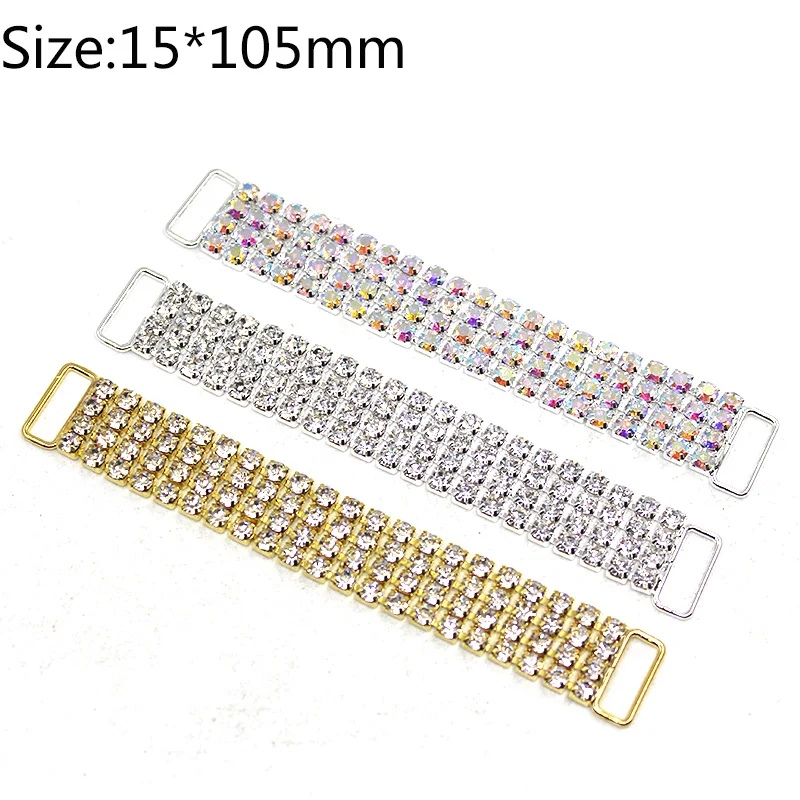 

Rhinestones Bikini Buckles 2Pcs/Lot 15*105mm Metal Clothing Buckles Handwork Perfect and Beautiful Reinforce Buckles
