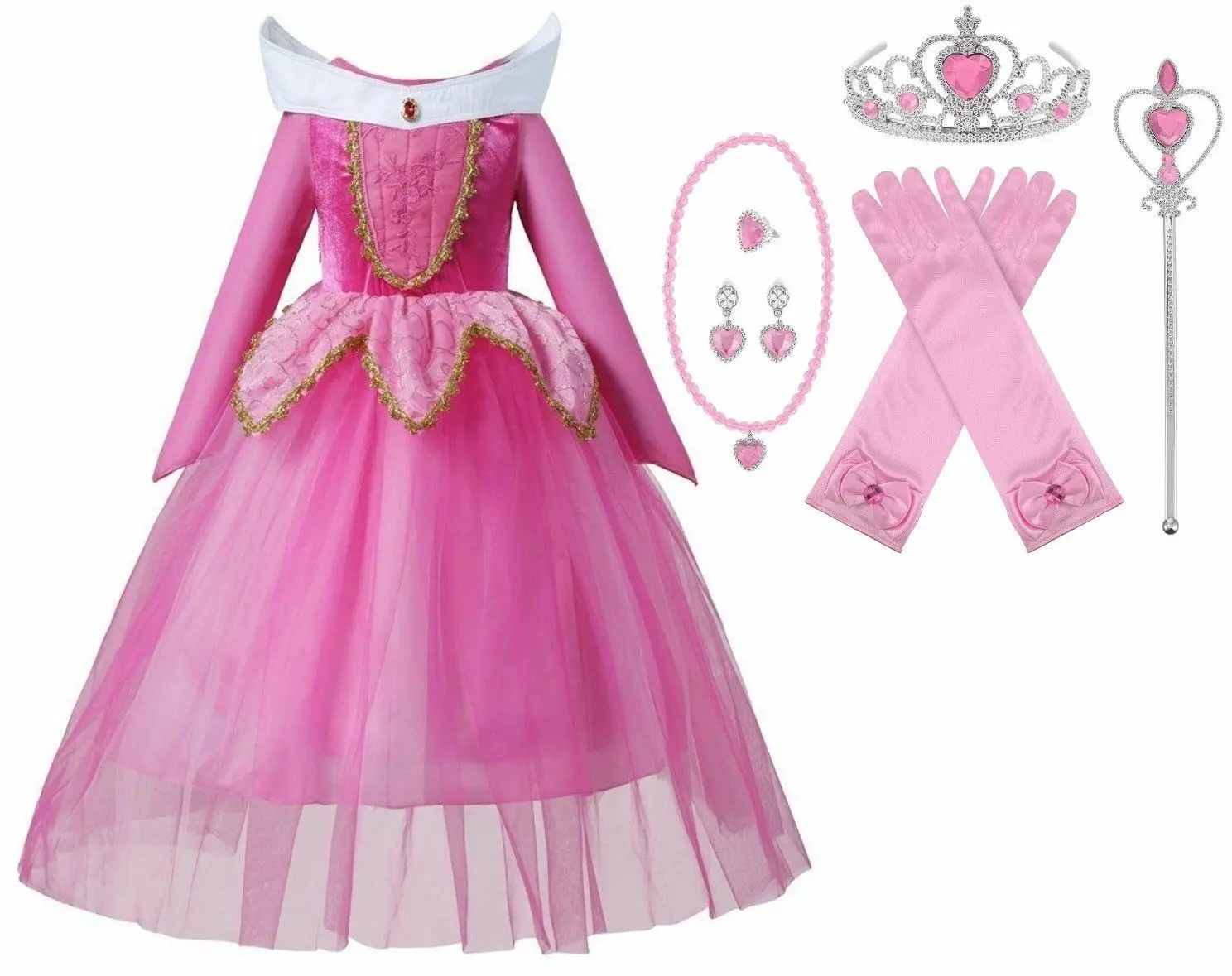 

Girls Sleeping Beauty Princess Aurora Fancy Dress Cosplay Party Costume Accessories Halloween Birthday Gifts