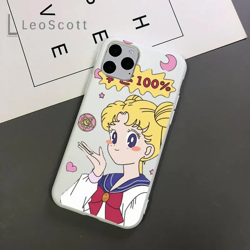 

Sailor Moon Cartoon girl LOVELY Phone Case Candy Color for iPhone 11 12 mini pro XS MAX 8 7 6 6S Plus X 5S SE 2020 XR