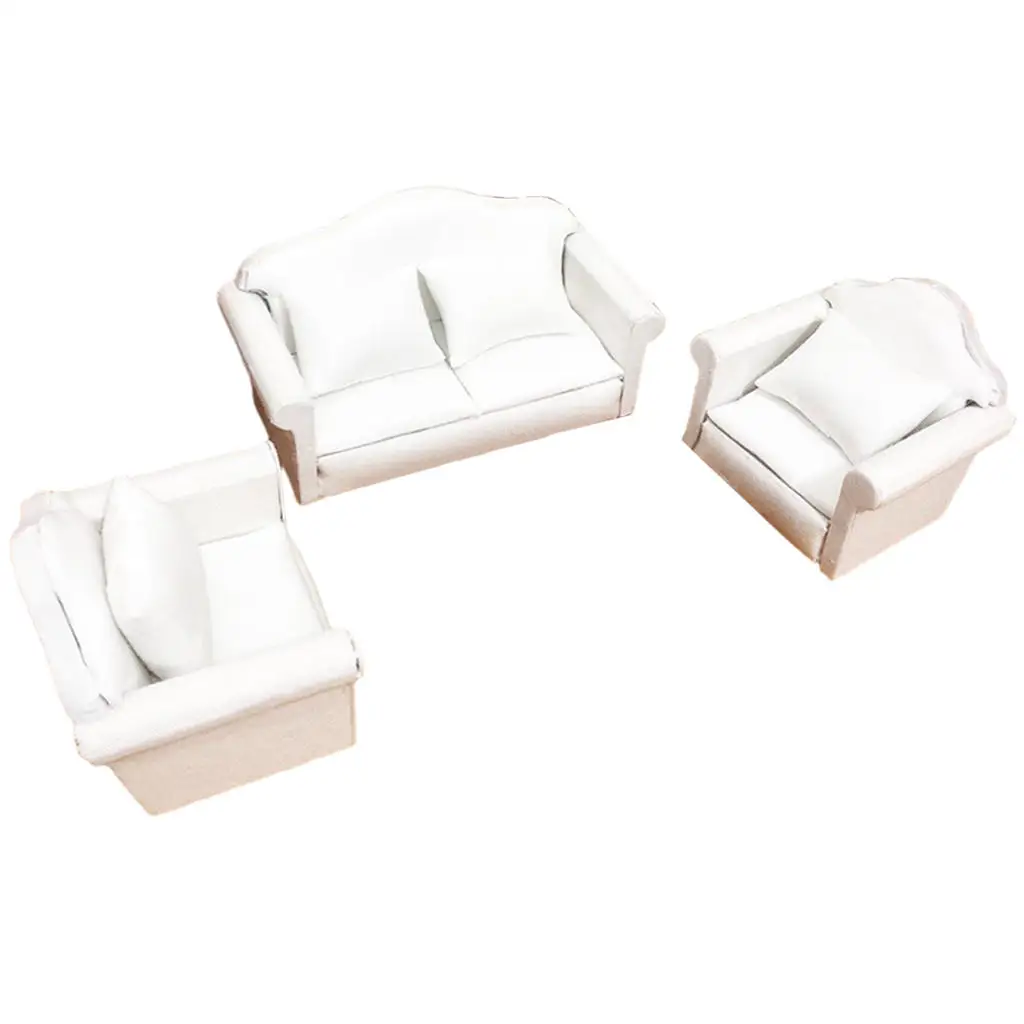 

3 шт. кукольный домик, миниатюрная мебель, деревянный диван 1:12 с 4 подушками для гостиной, реквизит для фотографии