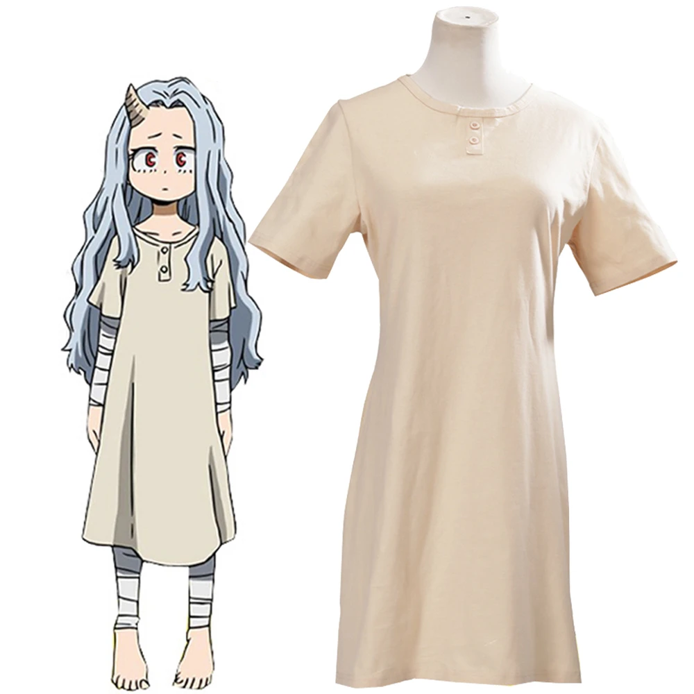 

Anime My Hero Academia Season 4 Eri Cosplay Costume Boku no Hero Cosplay Party Dress With Gray Long Wig