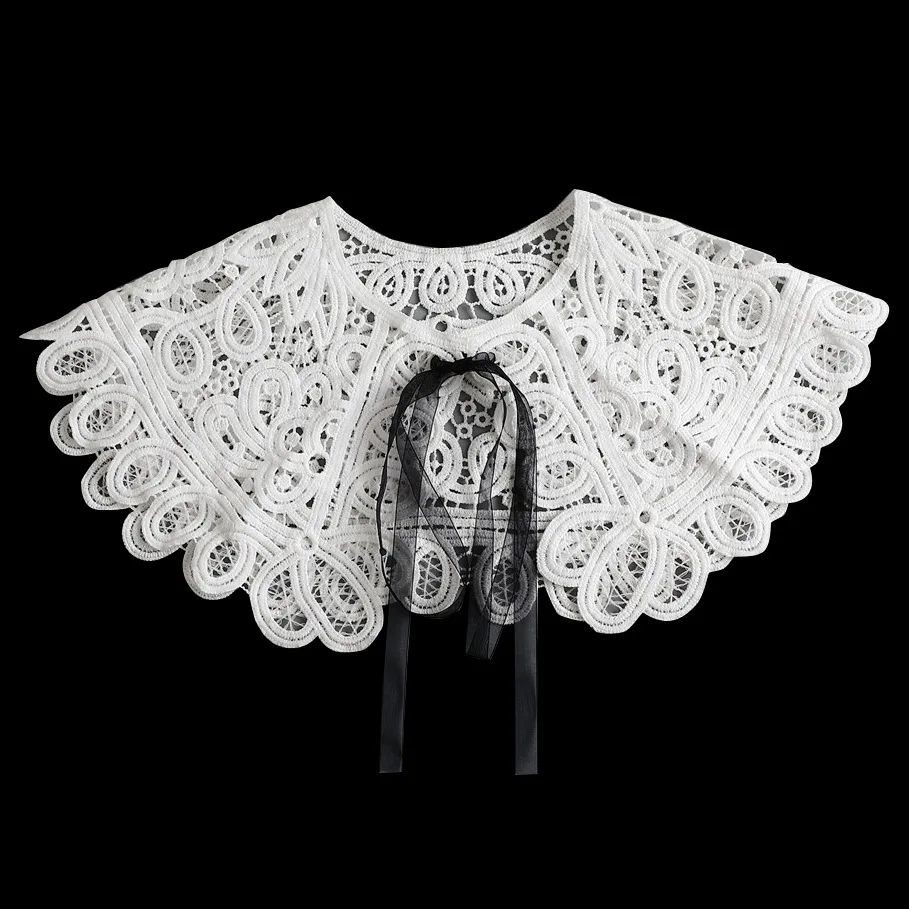 Linbaiway Cotton Fake Collar Women Detachable Lace Floral Shirt False Blouse Top Female Removable Lapel Decor |