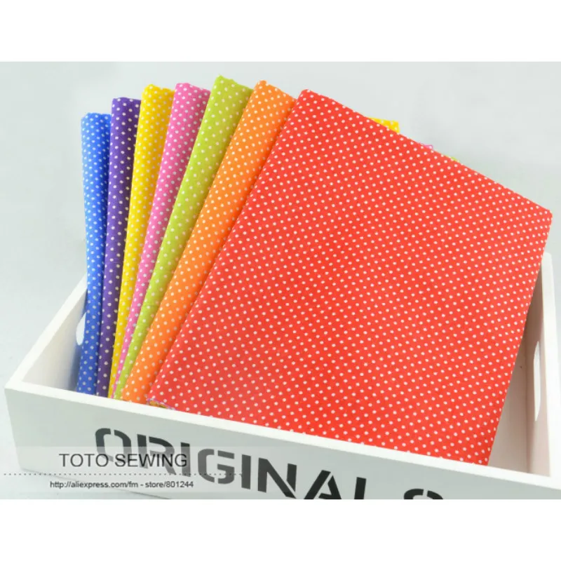 FREE SHIPPING 7 pieces 50cmx50cm Cotton Fabric Fat Quarters Quilting Patchwork Bundles for sewing &quotMini Polka Dots&quotW3B3 1|patchwork fabric
