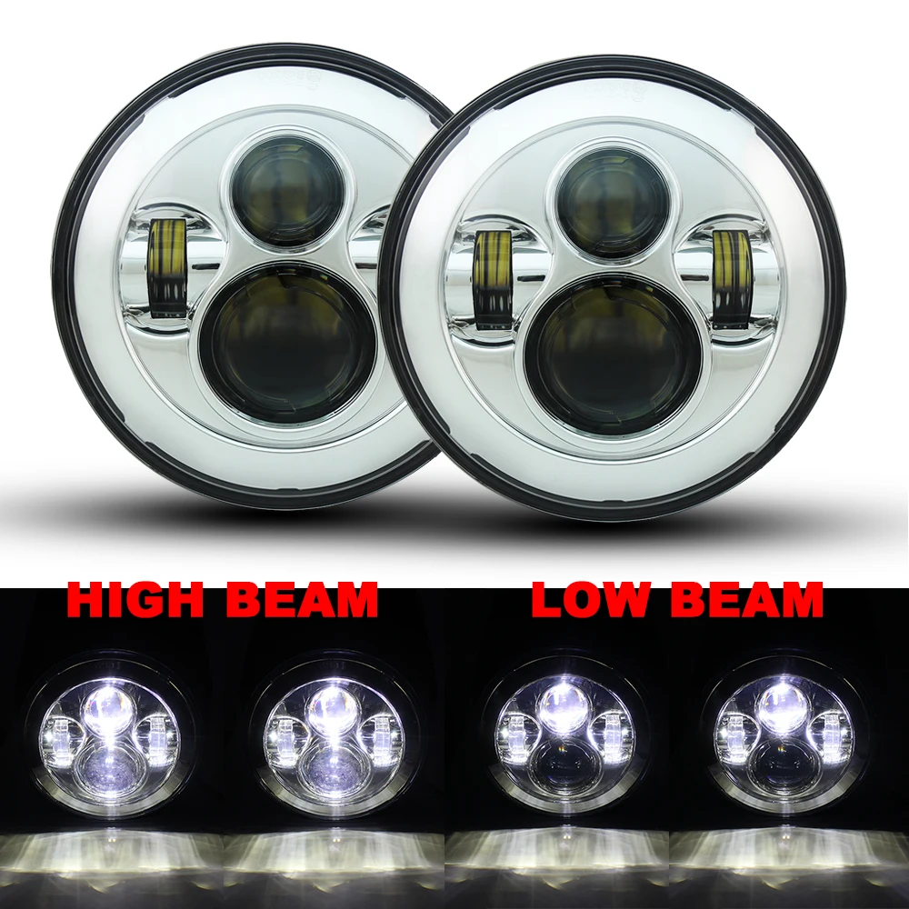 Пара черных 7 дюймовых СВЕТОДИОДНЫХ Фар H4 для Jeep Wrangler JK 2 Door 4 LandRover Defender Head