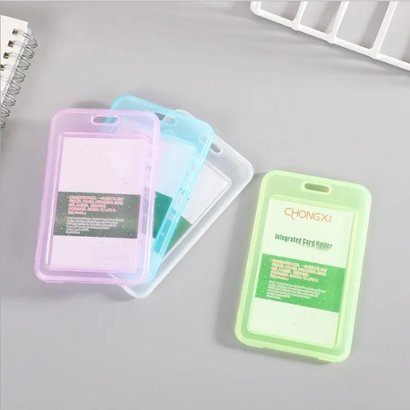 

1pc PP Card Double-sided Transparent Work Card Holder Factory Brand Office School Supply Protect Bus Business Bank ID Card