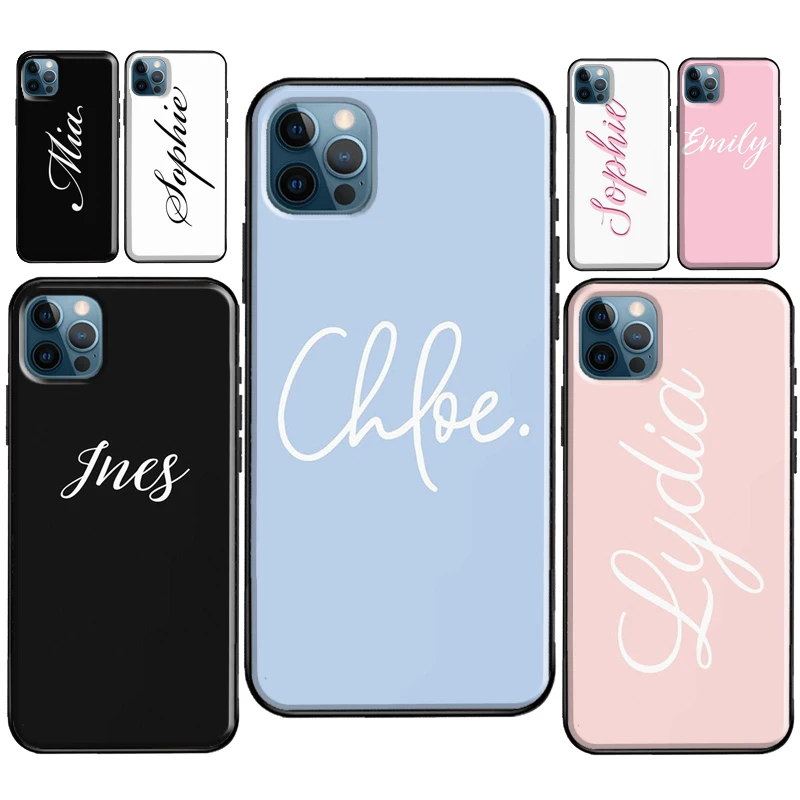 

Personalized Signature Name Custom Monogram Case For iPhone 12 mini 13 Pro Max XR XS 6S 7 8 Plus SE2 For iPhone 11 Pro Max Coque