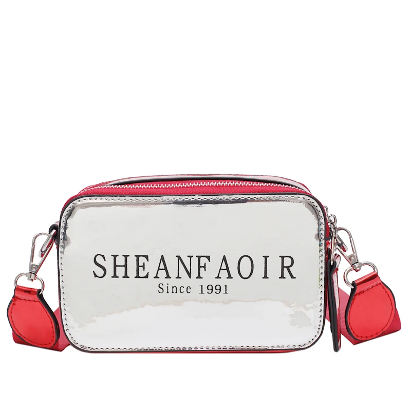 

Crossbody Bag Mirror Leather Casual Square Messenger Bag For Women Wide Strap Crossbody Shoulder Bags Young Girl Shoulder Purse