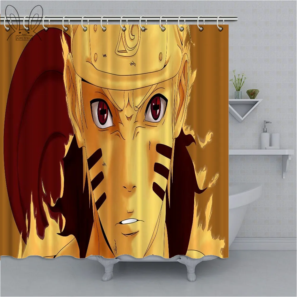Uchiha Sasuke Naruto Shippuden Fabric Shower Curtain Waterproof Mildewproof Bathroom Shower Curtains For Decor With Sets